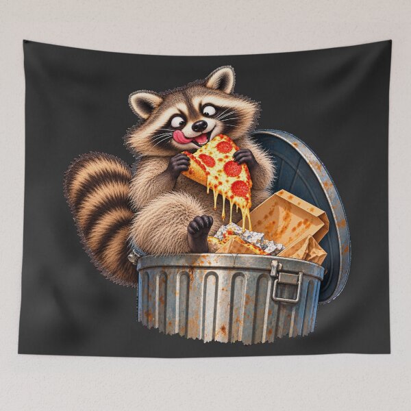 Item preview, Funny Raccoon Eating Pizza - Cute Trash Panda Cartoon designed and sold by azule1.