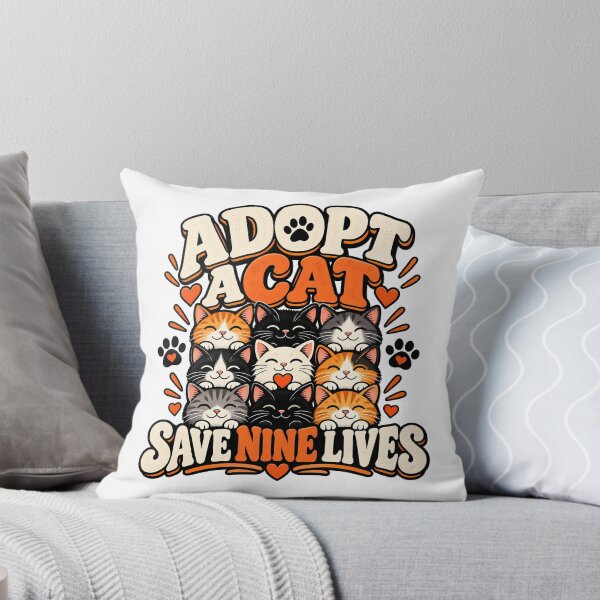 Item preview, Adopt A Cat Save Nine Lives Funny Cute Kittens Rescue Animal Shelter Pet Lover Owner designed and sold by Photo-Sphere101.