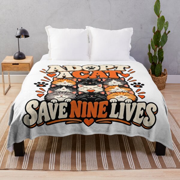 Item preview, Adopt A Cat Save Nine Lives Funny Cute Kittens Rescue Animal Shelter Pet Lover Owner designed and sold by Photo-Sphere101.