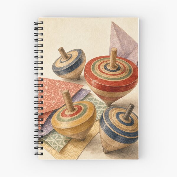 Item preview, Traditional Japanese Spinning Tops and Origami Watercolor Art designed and sold by vekotpu.