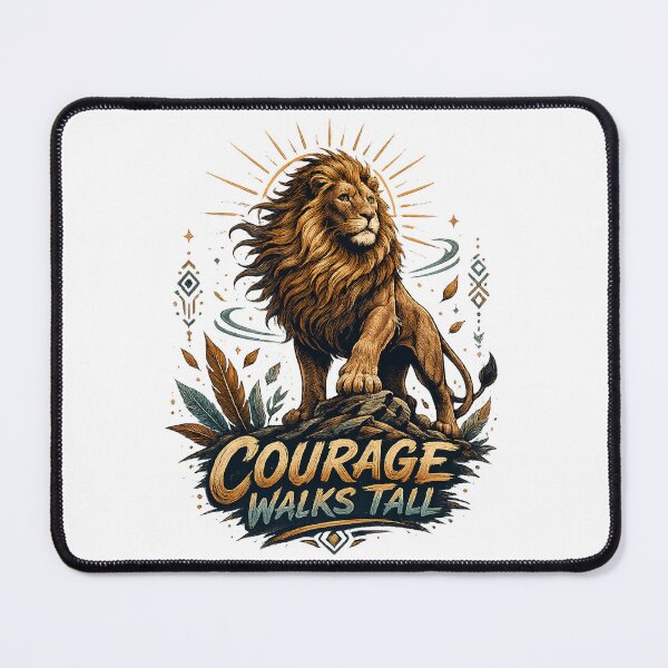 Item preview, Majestic Lion Inspirational Courage Walks Tall Quote Wildlife Art Design designed and sold by inkoutninja.