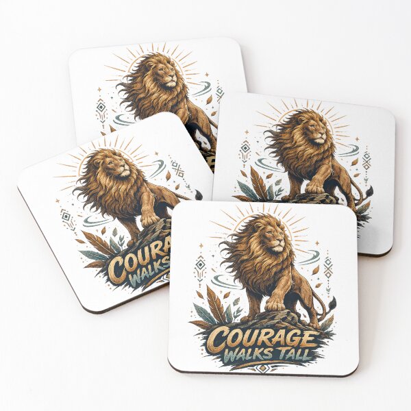 Item preview, Majestic Lion Inspirational Courage Walks Tall Quote Wildlife Art Design designed and sold by inkoutninja.