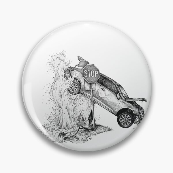 Item preview, Car Hitting Fire Hydrant designed and sold by Naux | Design & Illustration.