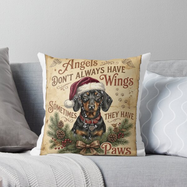 Item preview, Christmas Angel Dachshund dog santa hat quotes xmas Classic T-Shirt designed and sold by gidget-gadget.