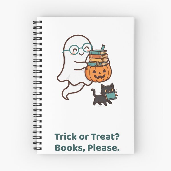 Item preview, Ghost with Glasses Carrying Pumpkin Bucket Full of Books, Trick or Treat Book Lover Halloween designed and sold by ElicitaDesign.