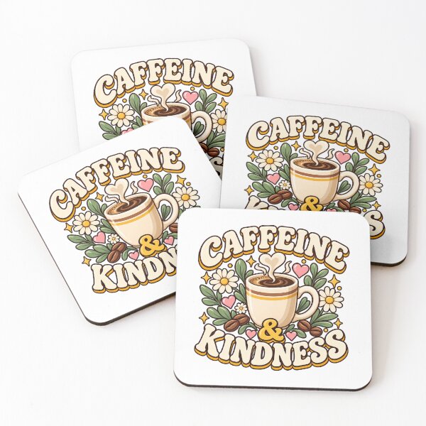 Item preview, Caffeine And Kindness Coffee Lover Barista Cute Floral Pink Hearts Beans Retro  designed and sold by Photo-Sphere101.