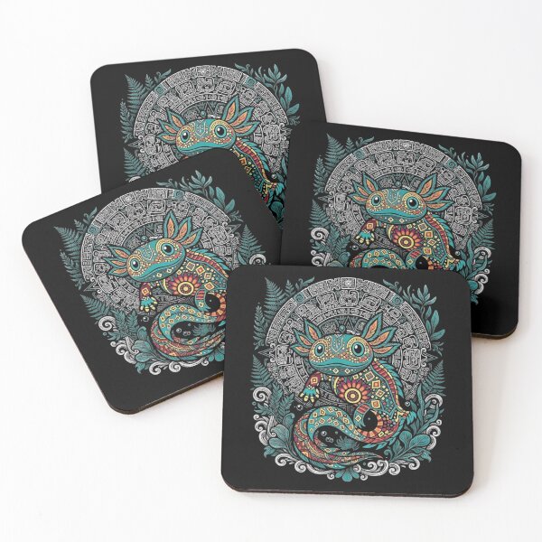 Item preview, Ornamental Axolotl with Mesoamerican Calendar Pattern designed and sold by MiALopezArt.
