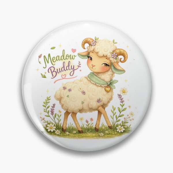 Item preview, Fluffy Sheep Lamb Cottagecore Floral Spring Art Meadow Buddy Quote designed and sold by inkoutninja.