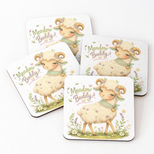 Item preview, Fluffy Sheep Lamb Cottagecore Floral Spring Art Meadow Buddy Quote designed and sold by inkoutninja.