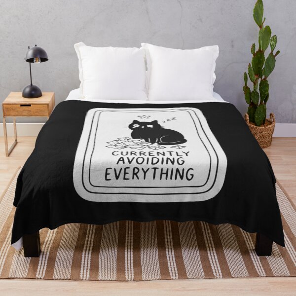 Item preview, "Currently Avoiding Everything" Funny Black Cat Introvert Meme designed and sold by Cipher & Soul.