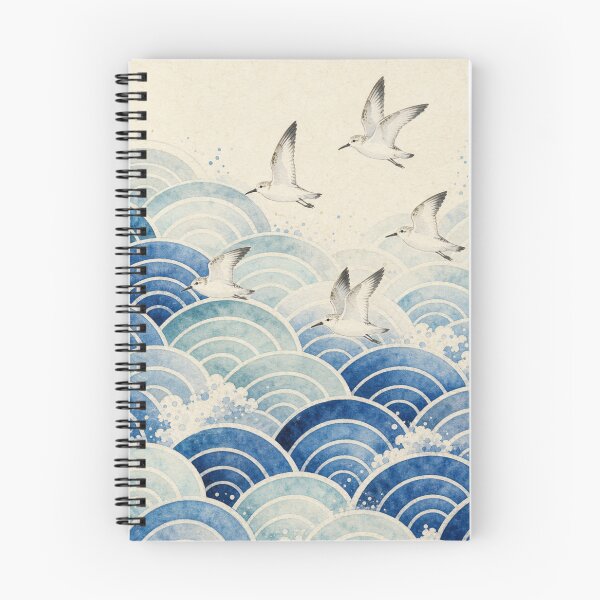 Item preview, Japanese Traditional Waves and Flying Plovers Seigaiha Pattern Art designed and sold by vekotpu.