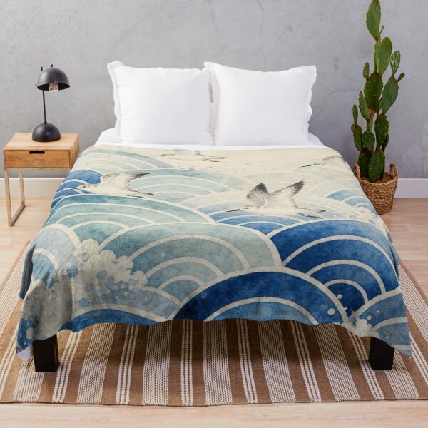 Item preview, Japanese Traditional Waves and Flying Plovers Seigaiha Pattern Art designed and sold by vekotpu.