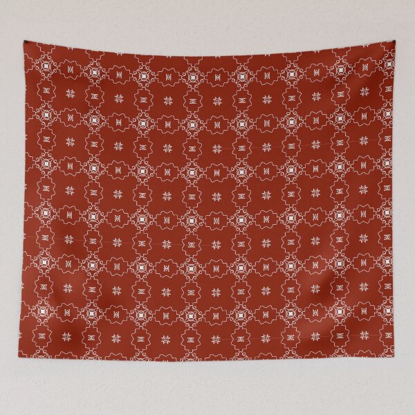Item preview, Red Elegant Terracotta Geometric Floral Pattern designed and sold by การออกแบบคิงซาคาอิ.