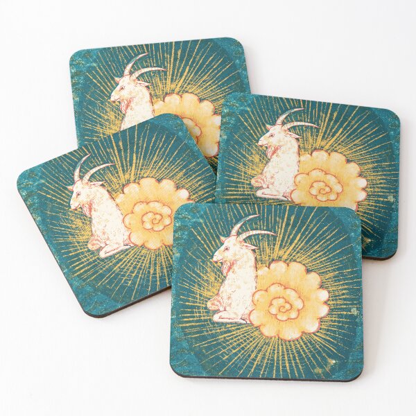 Item preview, Medieval Capricorn Goat Golden Sunburst Zodiac designed and sold by Fani*.