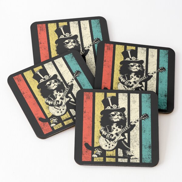 Item preview, Retro Rockstar Cat Playing Electric Guitar designed and sold by Nacho Average Designs.