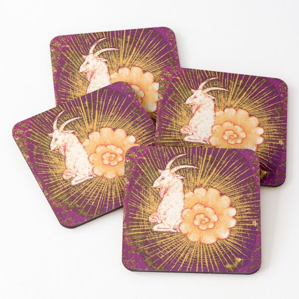 Item preview, Medieval Capricorn Goat Golden Sunburst in Purple designed and sold by Fani*.