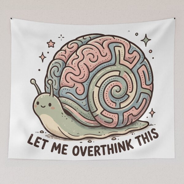 Item preview, Let Me Overthink This Funny Retro Snail Mental Health designed and sold by NewYorkColours.
