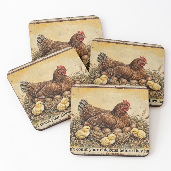 Item preview, Don't Count Your Chickens Before They Hatch — Funny Vintage Tin Sign, Old Saying designed and sold by Stevercortinas.