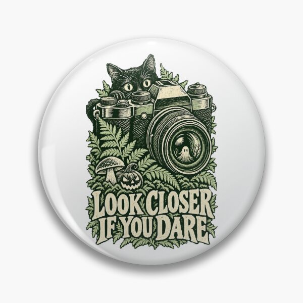 Item preview, Look Closer If You Dare – Black Cat Camera Illustration designed and sold by Carved Exposure.