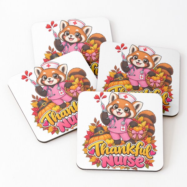 Item preview, Raccoon Thankful Nurse Nursing Fall Thanksgiving designed and sold by QuiteOrbit.