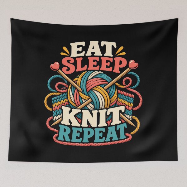 Item preview, Eat Sleep Knit Repeat Yarn Knitting Crochet Craft Lover designed and sold by Photo-Sphere101.