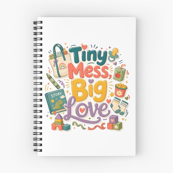 Item preview, Tiny Mess Big Love Cute Baby Essentials Colorful Parenting Typography Art designed and sold by inkoutninja.