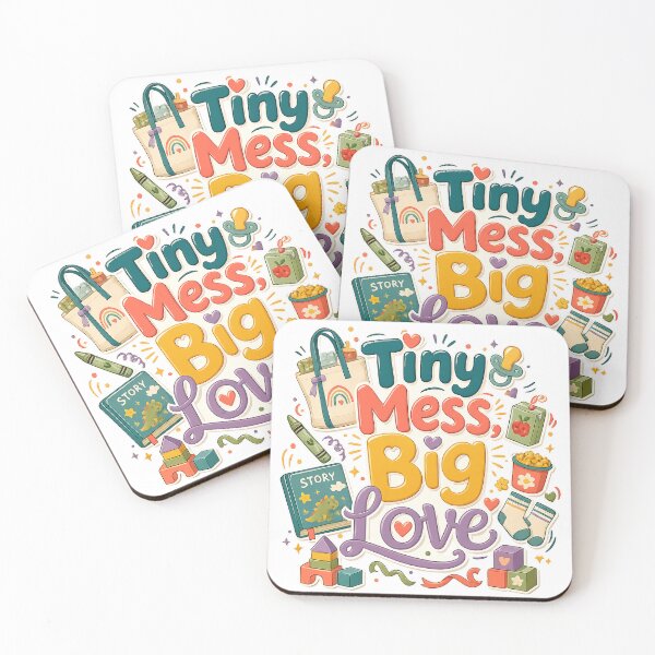 Item preview, Tiny Mess Big Love Cute Baby Essentials Colorful Parenting Typography Art designed and sold by inkoutninja.