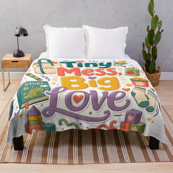 Item preview, Tiny Mess Big Love Cute Baby Essentials Colorful Parenting Typography Art designed and sold by inkoutninja.