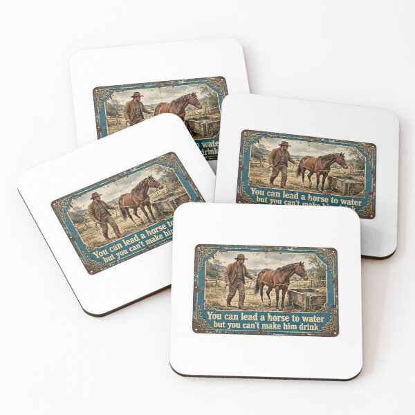 Item preview, You Can Lead a Horse to Water but You Can't Make Him Drink — Funny Vintage Tin Sign designed and sold by Stevercortinas.
