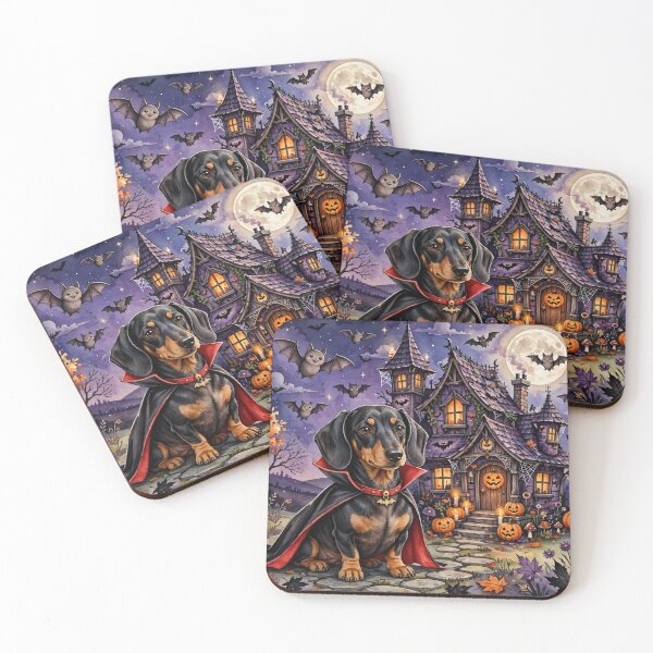 Item preview, Vampire Dachshund at the Haunted House - Count Dachula designed and sold by LongDogPrintsCo.
