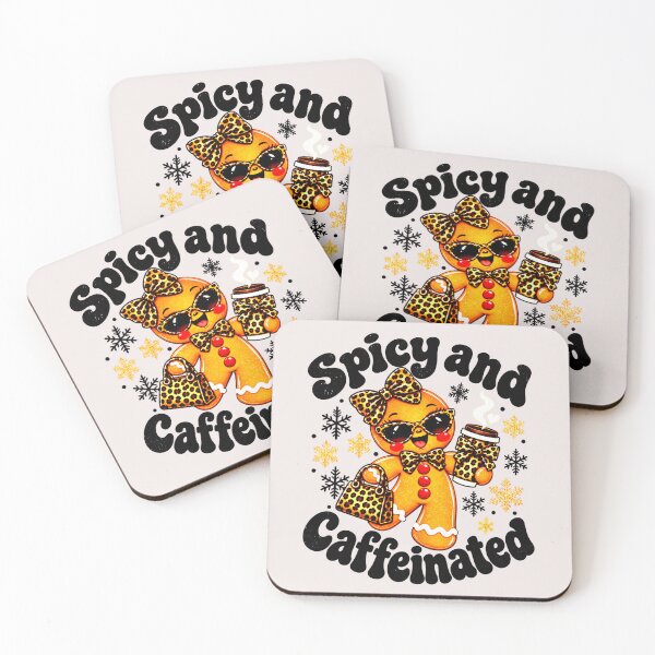 Item preview, Spicy and Caffeinated Leopard Bow Gingerbread Girl Christmas Coffee designed and sold by HieuarsaWorks.