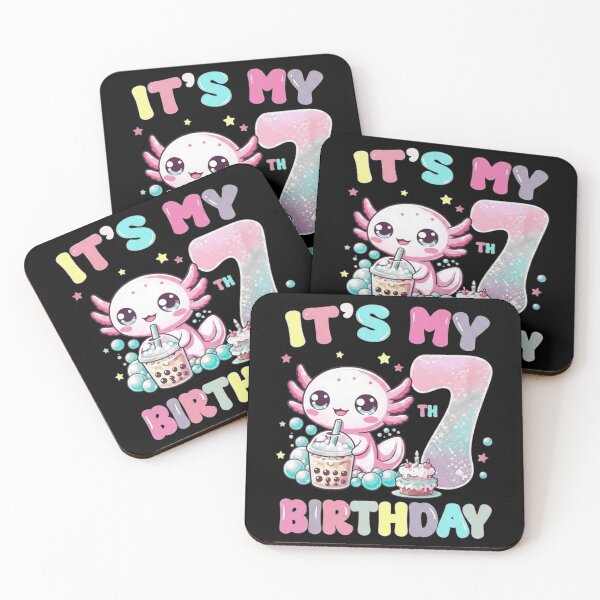 Item preview, It's My 7th Birthday Cute Axolotl Boba Party for Kids designed and sold by MiALopezArt.