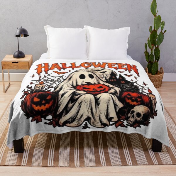 Item preview, Vintage Spooky Ghost Holding Pumpkin - Retro Halloween Aesthetic designed and sold by FrogsShop.