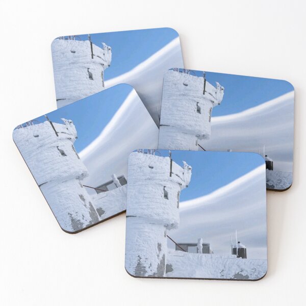 Item preview, frozen observatory ice covered building snow covered tower frozen weather station extreme winter icy architecture mountain observatory snow and ice frozen tower winter photography designed and sold by The Happiness Market .