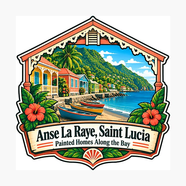 Item preview, Anse La Raye Saint Lucia Painted Homes Along The Bay Caribbean Travel Vacation designed and sold by Simsimah26Parks.