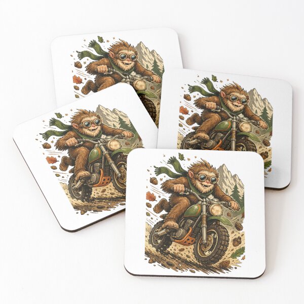 Item preview, Bigfoot Motorcycle Adventure Funny Sasquatch Biker Mountain Trail Art designed and sold by inkoutninja.