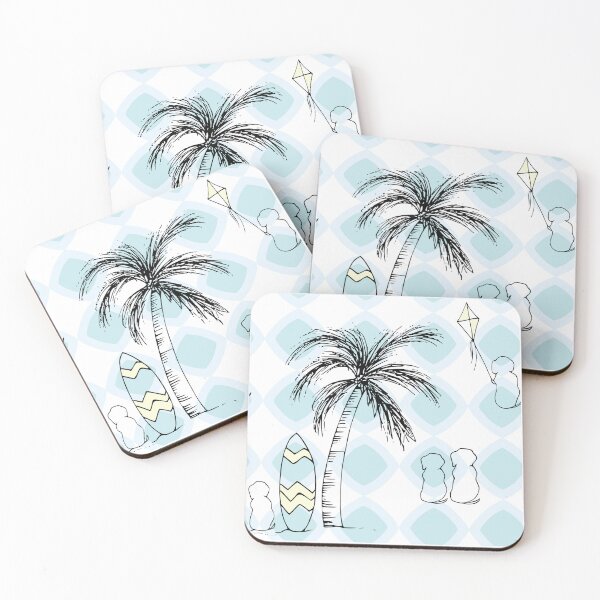 Item preview, Doggie beach day surfing and chilling in greens designed and sold by Quiet Waters Design.