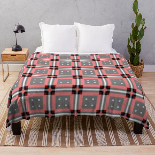 Item preview, Coral Red and Gray Geometric Plaid Pattern designed and sold by The-Repository.