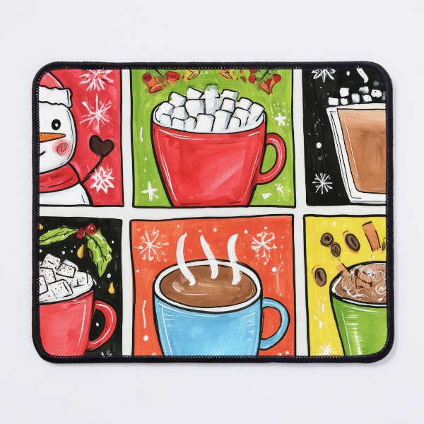 Item preview, Spice Up Your Holiday Greetings- A Joyful Christmas Celebration in Colorful Grid Art Featuring a Jolly Snowman and Holiday Drinks designed and sold by OlfactoART Studio.