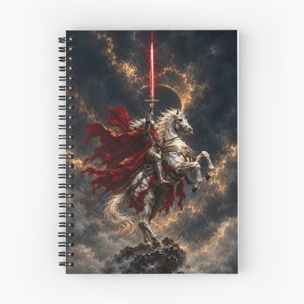 Item preview, Crusader Knight on White Horse Red Sword Eclipse Fantasy Art designed and sold by Virtuoussignal.