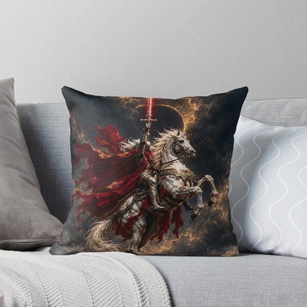 Item preview, Crusader Knight on White Horse Red Sword Eclipse Fantasy Art designed and sold by Virtuoussignal.