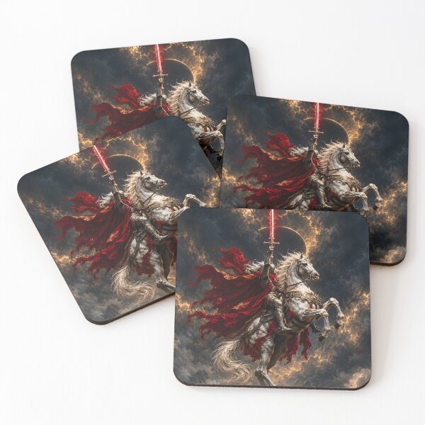 Item preview, Crusader Knight on White Horse Red Sword Eclipse Fantasy Art designed and sold by Virtuoussignal.
