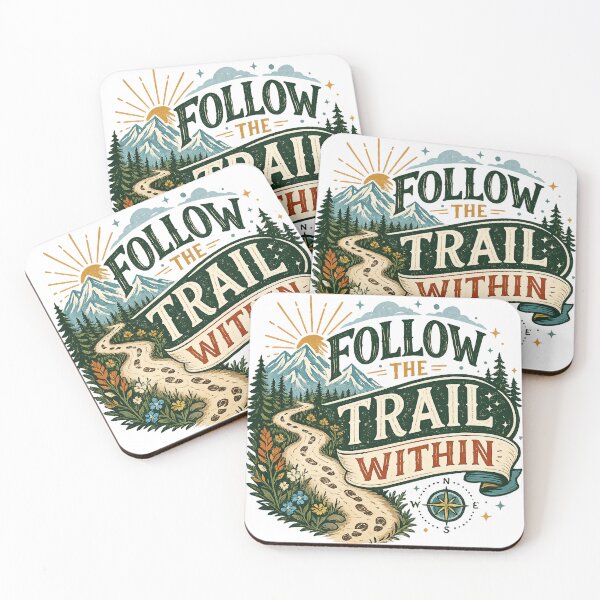 Item preview, Follow the Trail Within Vintage Mountain Hiking Adventure Nature Art designed and sold by inkoutninja.