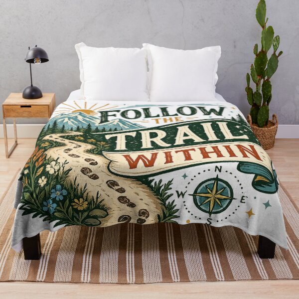 Item preview, Follow the Trail Within Vintage Mountain Hiking Adventure Nature Art designed and sold by inkoutninja.