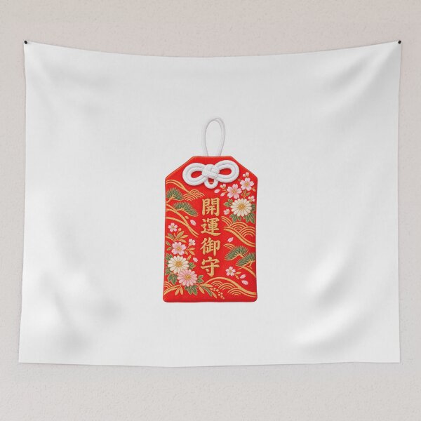 Item preview, Kaiun Omamori Japanese Good Fortune Amulet - Red Lucky Charm designed and sold by japan-picto.