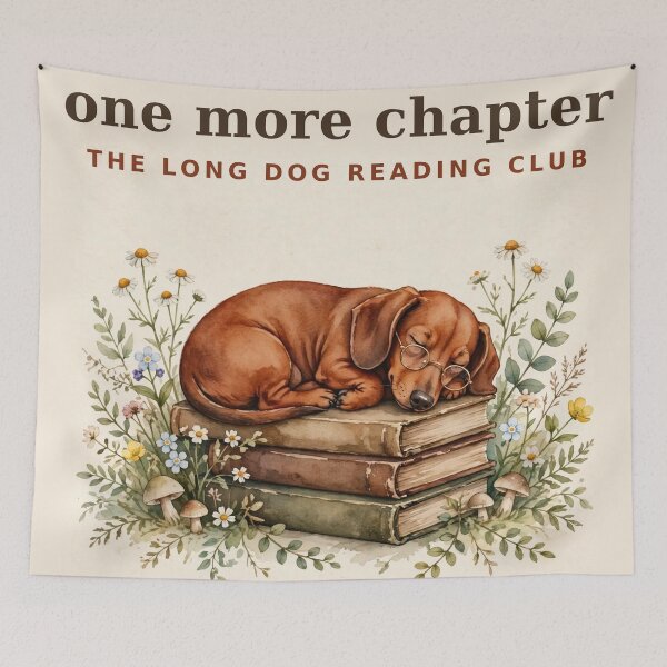 Item preview, One More Chapter - Watercolor Dachshund Sleeping on Books, Book Lover Doxie designed and sold by LongDogPrintsCo.