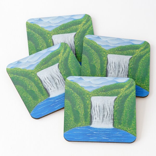 Item preview, Emerald Waterfall Paradise — Lush Green Hills — Abundance Flow — Nature Healing Canvas — ICE Studio designed and sold by iceberg5000000.