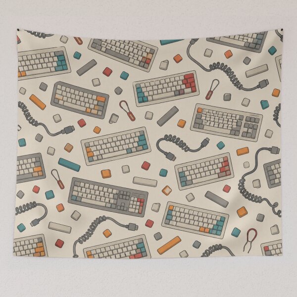 Item preview, Qwerty Keyboard Pattern | Retro 1980s Computer Keyboards, Chunky Keycaps and Coiled Cables designed and sold by NominalSystems.