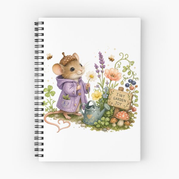 Item preview, Tiny Garden Joy Cute Mouse Gardener Cottagecore Floral Whimsical Art designed and sold by inkoutninja.