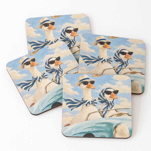 Item preview, Geese Driving Vintage Convertible Road Trip Oil Painting    designed and sold by Luminatelier.